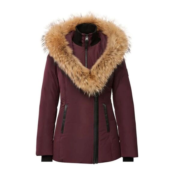 Mackage Adali Down Coat With Natural Fur Coat in Bordeaux - Picture 1 of 16